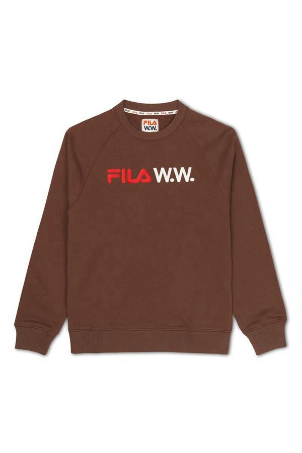 Fila X Wood Wood Arthur Crew Men's Sweatshirts - Saddlebrown,NZ 142-17042